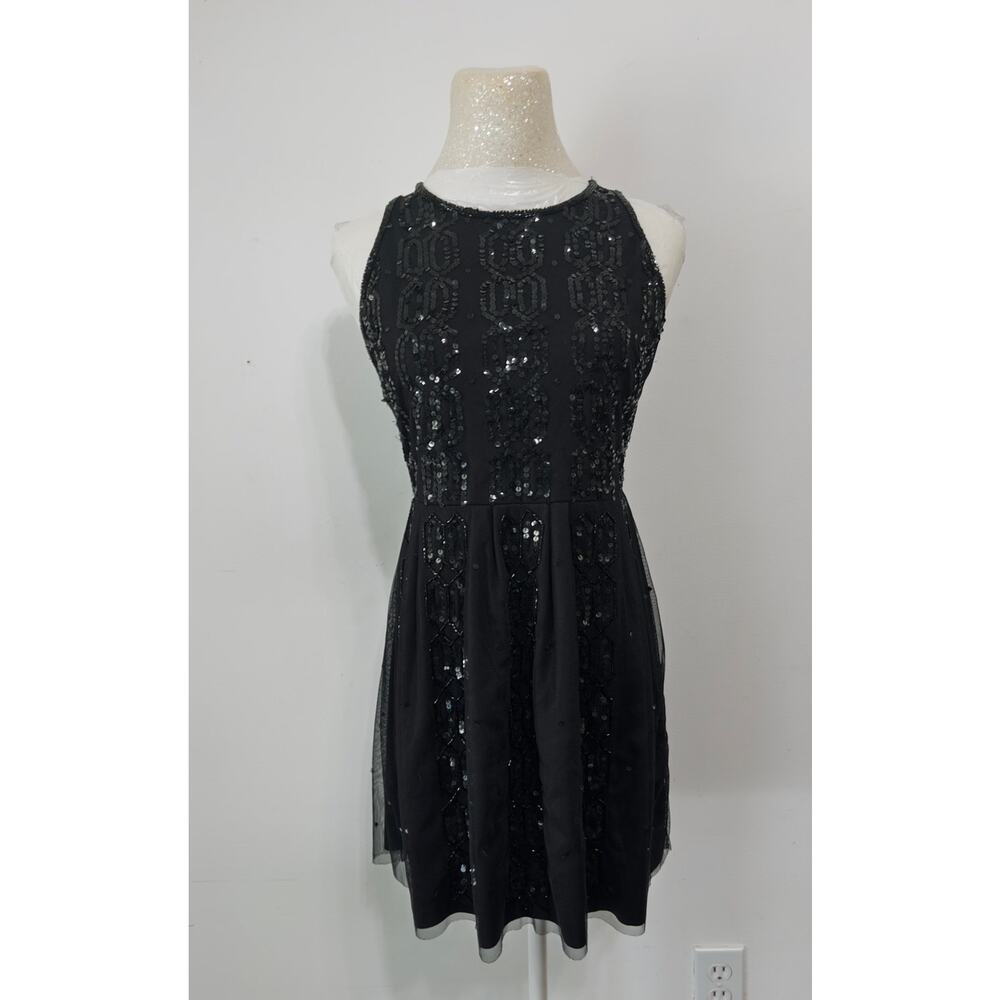 Arden B.‎ black sequin mini dress sz M glamorous cocktail party flirty chic